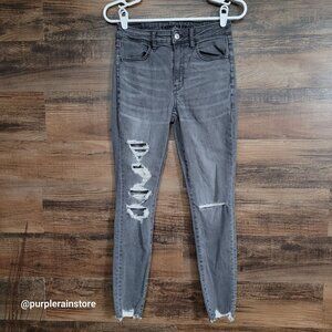 American Eagle Jeans 4 R Jegging Super Hi Rise Next Level Stretch Charcoal